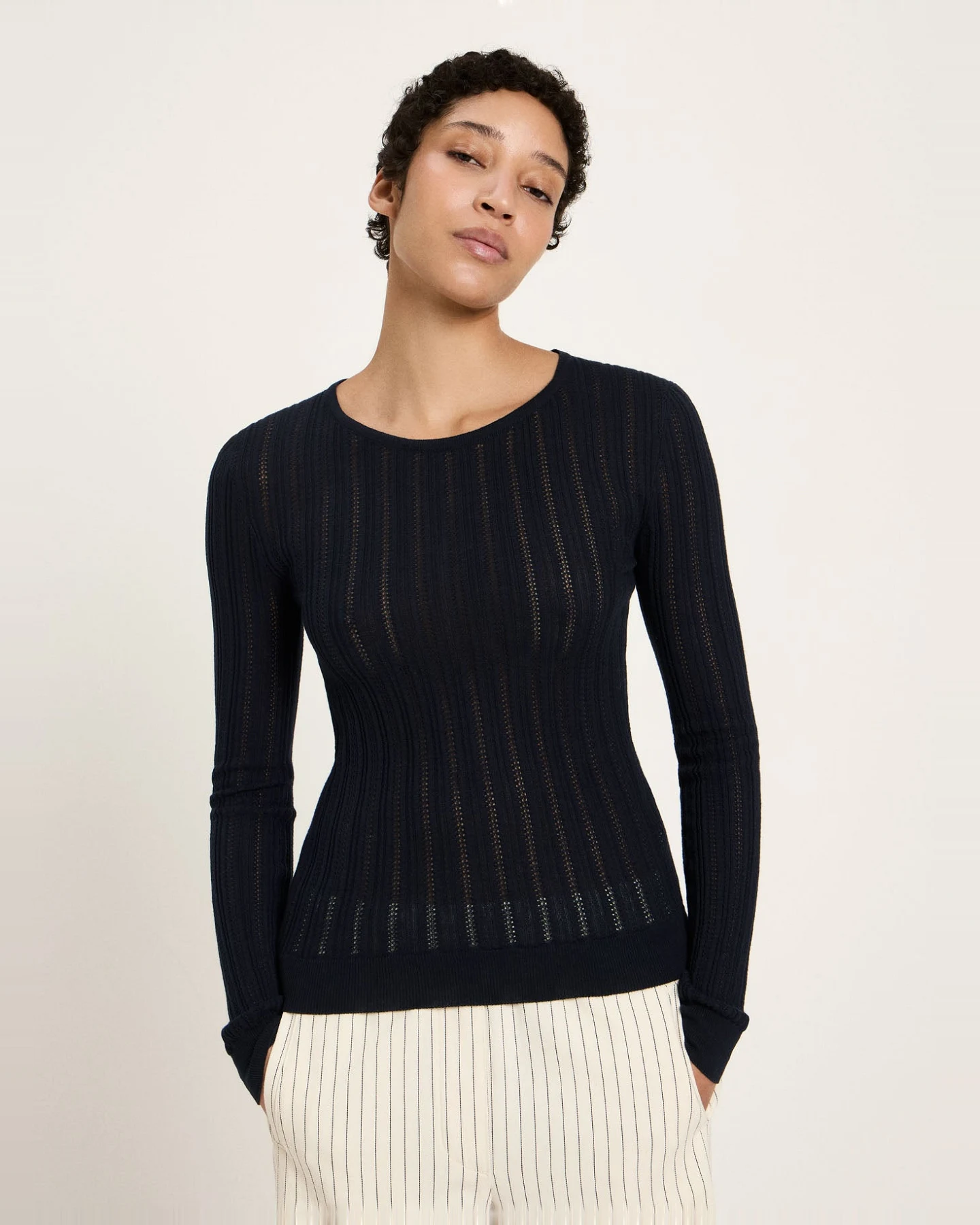 Pointelle-Pullover (GOTS) – Ansicht 3