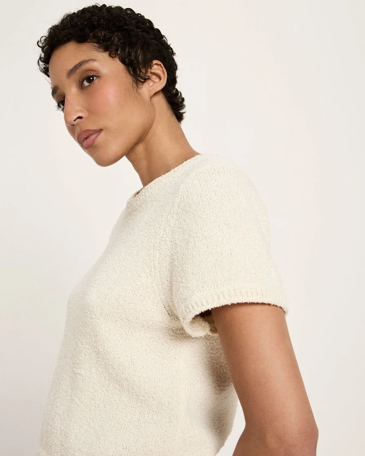 Bouclé Kurzarmpullover (GOTS)