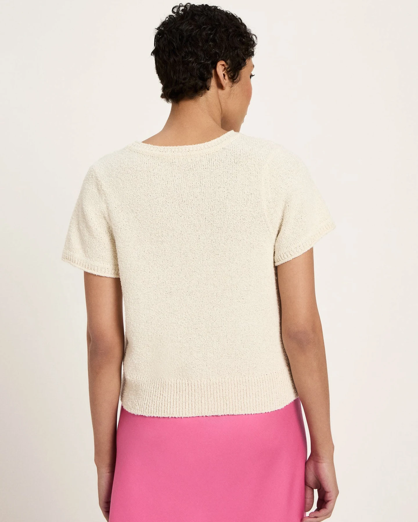 Bouclé Kurzarmpullover (GOTS) – Ansicht 4