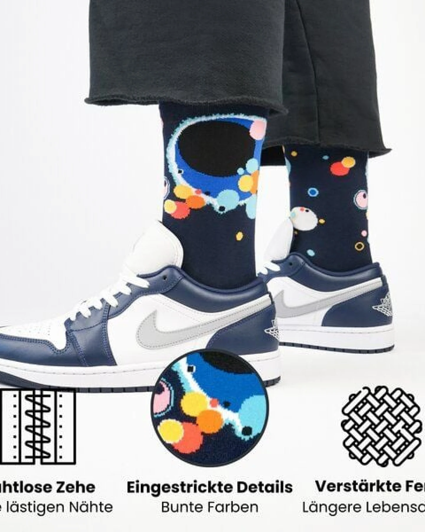 KUNSTSOKKEN Kunst Socken - Nahtlose Bunte Socken aus Bio-Baumwolle Mix - weihnachtsgeschenke für Künstler - Lustige Socken Geschenk – Ansicht 3