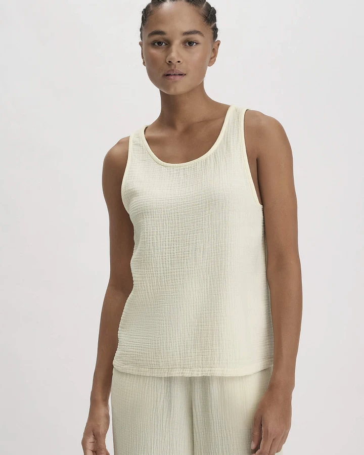 hessnatur Damen Musselin Top PURE COMFORT aus Bio-Baumwolle - natur - Größe 48