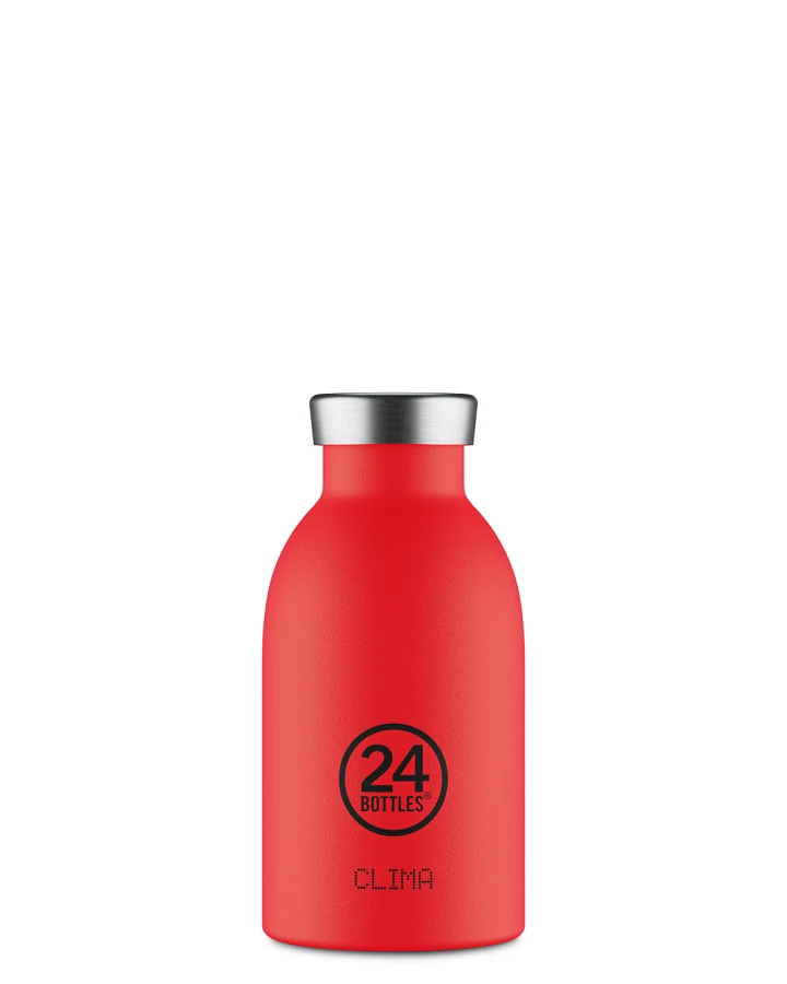 Thermos Trinkflasche aus Edelstahl 330 ml, rot, personalisierbar, Clima Bottle Hot Red - 24Bottles