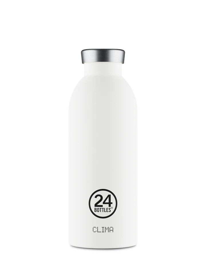 Thermos Trinkflasche aus Edelstahl 500 ml, weiss, personalisierbar, Clima Bottle Ice White - 24Bottles