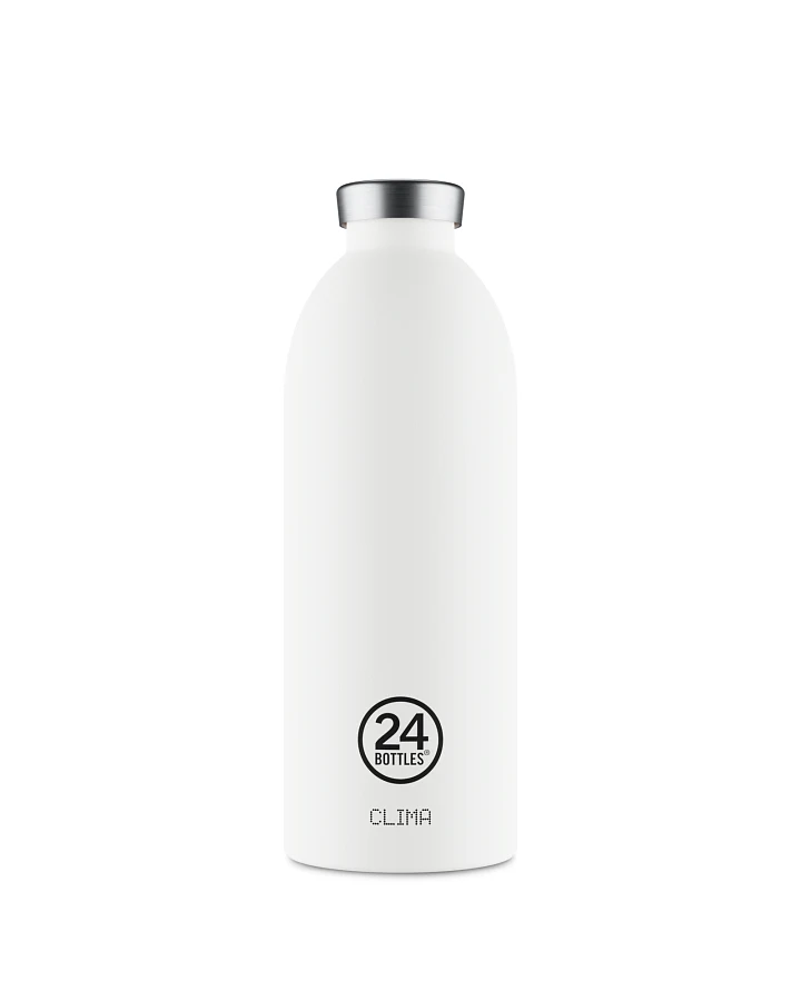 Thermos Trinkflasche aus Edelstahl 850 ml, weiss, personalisierbar, Clima Bottle Ice White - 24Bottles