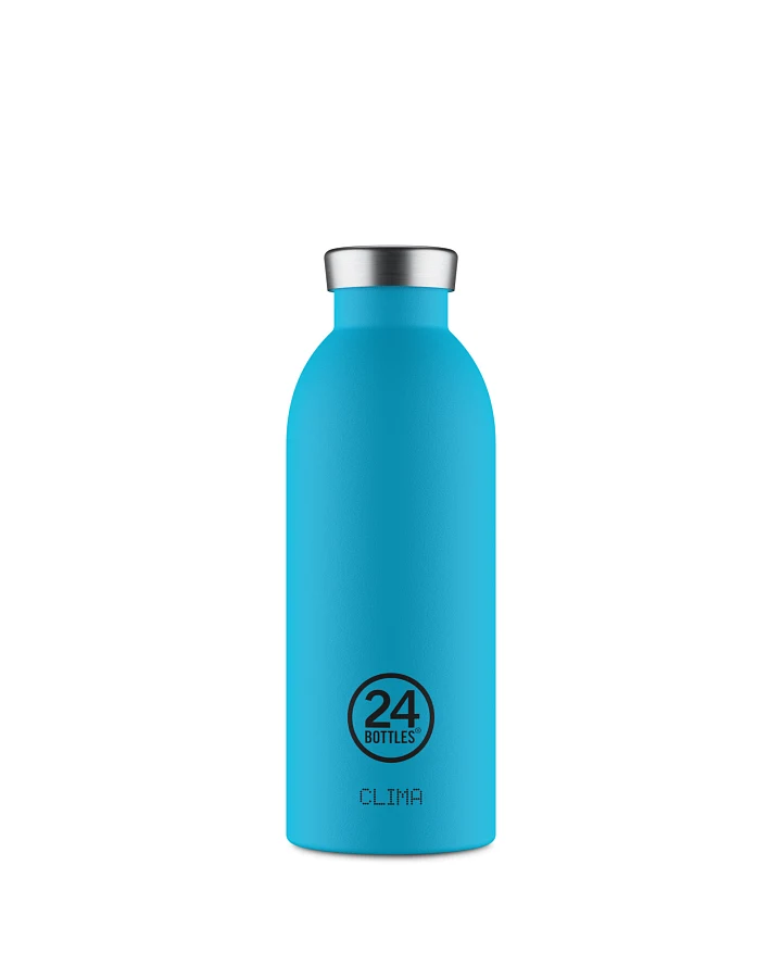 Thermos Trinkflasche aus Edelstahl 500 ml, blau, personalisierbar, Clima Bottle Lagoon Blue - 24Bottles