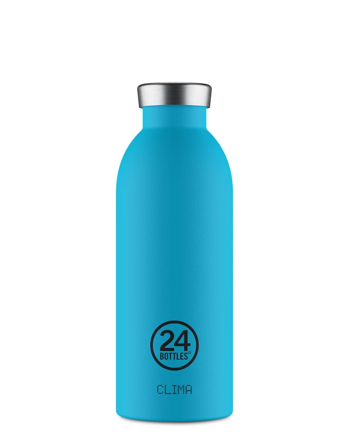 Thermos Trinkflasche aus Edelstahl 500 ml, blau, personalisierbar, Clima Bottle Lagoon Blue - 24Bottles
