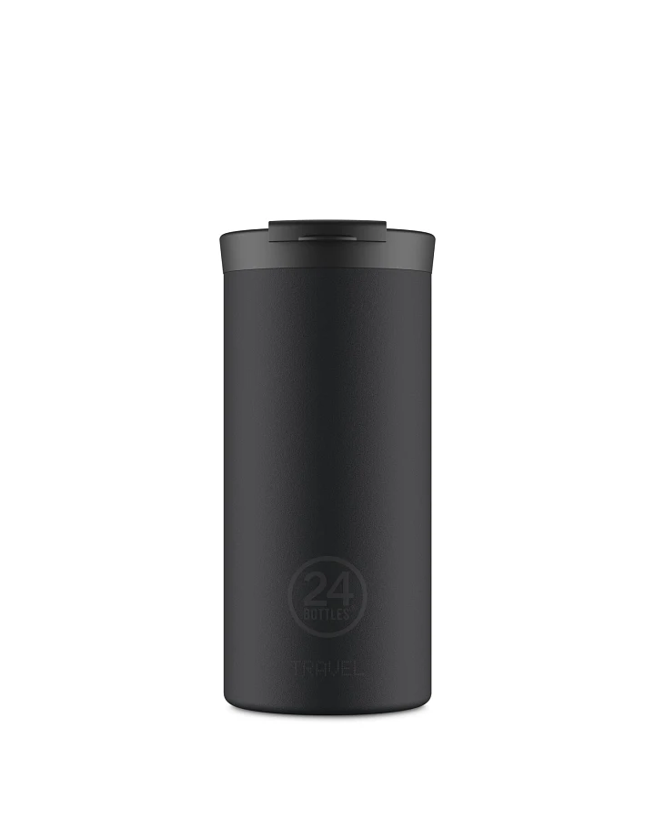 Thermos Becher to go, Isolierbecher 600 ml, schwarz, personalisierbar, Travel Tumbler Tuxedo Black - 24Bottles