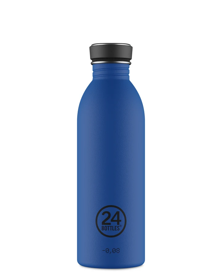Trinkflasche aus Edelstahl 500 ml, blau, personalisierbar, Urban Bottle Gold Blue - 24Bottles