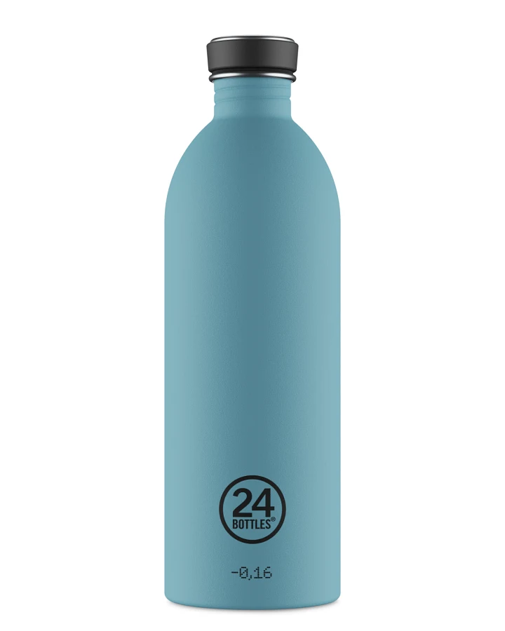 Trinkflasche aus Edelstahl 1000 ml, blau, personalisierbar, Urban Bottle Powder Blue - 24Bottles