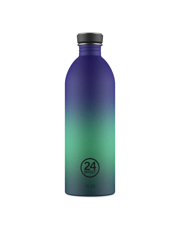 Trinkflasche aus Edelstahl 1000 ml, Multicolor, mit Aurora Borealis personalisierbar, Urban Bottle Borealis - 24Bottles