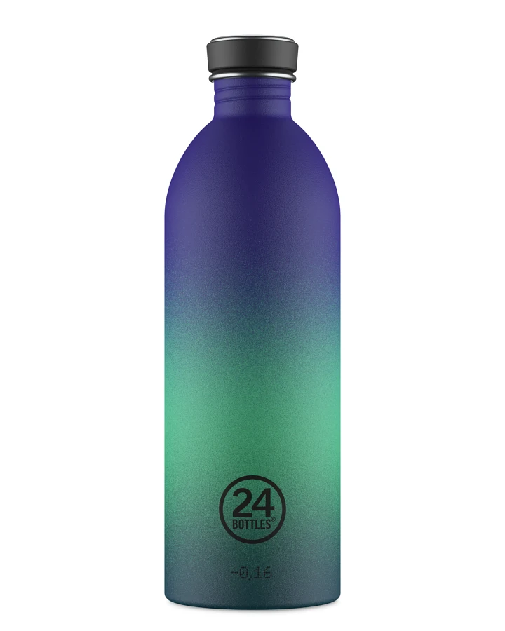 Trinkflasche aus Edelstahl 1000 ml, Multicolor, mit Aurora Borealis personalisierbar, Urban Bottle Borealis - 24Bottles
