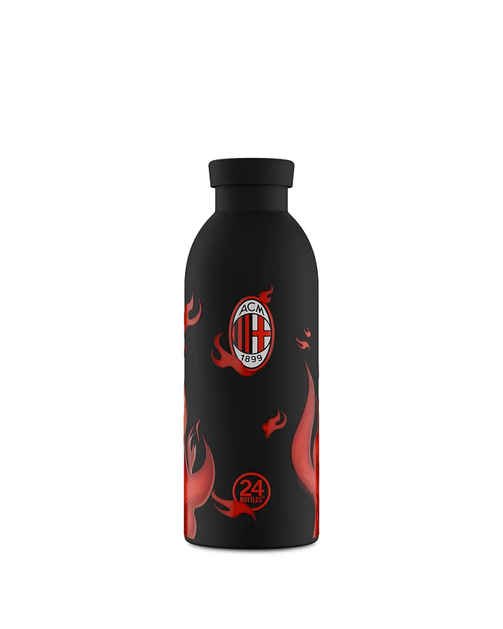 Thermos Trinkflasche aus Edelstahl 500 ml, schwarz, Clima Bottle AC Milan x 24Bottles - 24Bottles