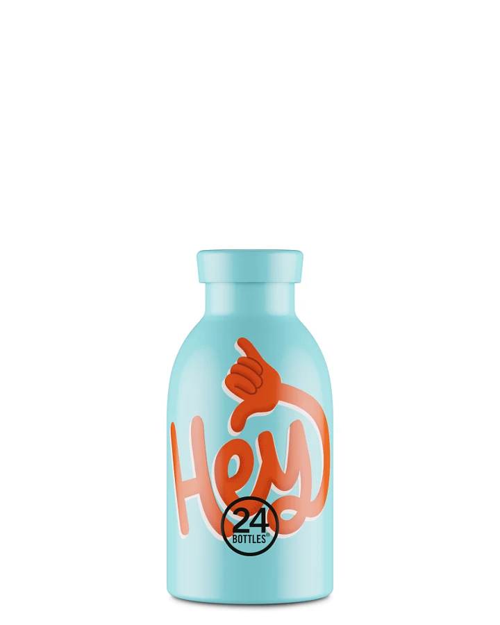 Thermos Trinkflasche aus Edelstahl 330 ml, blau, personalisierbar, Clima Bottle Hey! Blue - 24Bottles