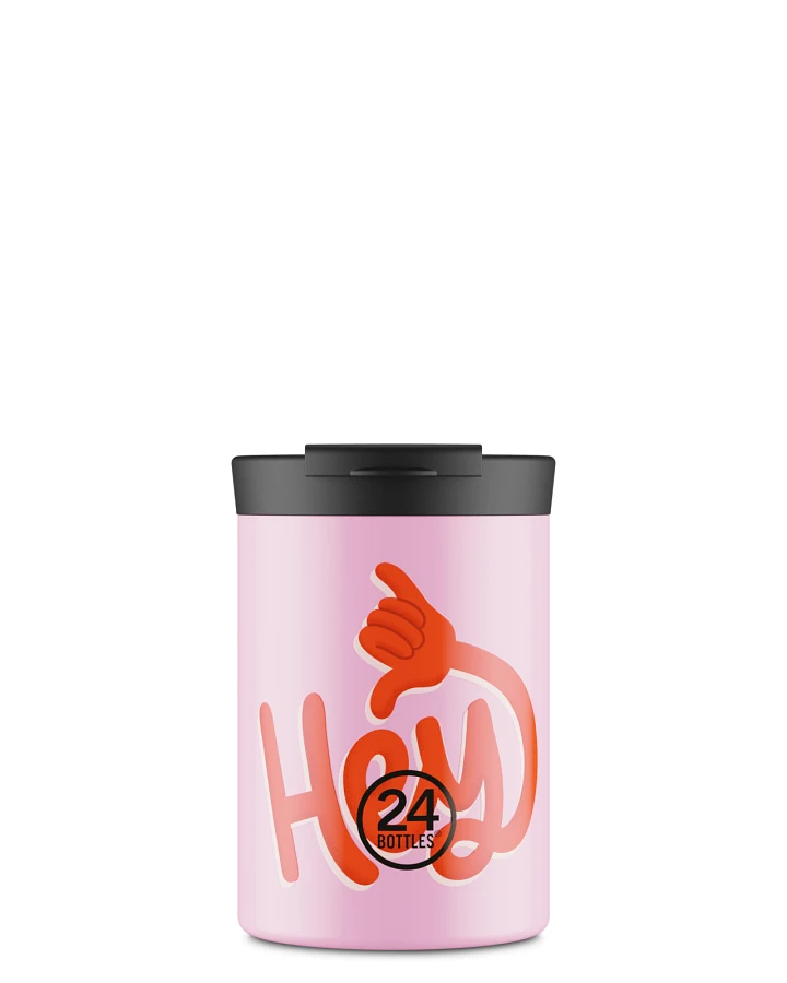 Thermos Becher to go, Isolierbecher 350 ml, pink, personalisierbar, Travel Tumbler Hey! Pink - 24Bottles