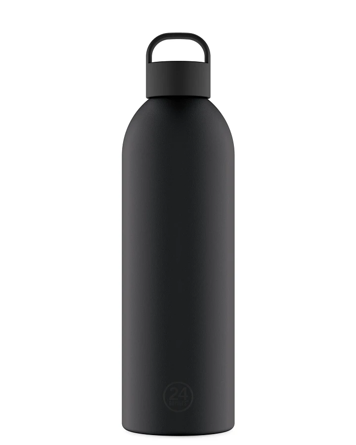 Thermos Trinkflasche aus Edelstahl 1,5 l, schwarz, personalisierbar, Clima Bottle Tuxedo Black - 24Bottles