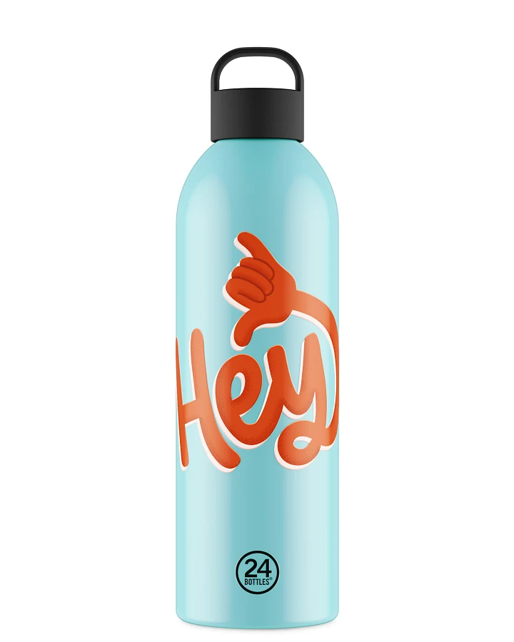 Thermos Trinkflasche aus Edelstahl 1,5 l, blau, personalisierbar, Clima Bottle Hey! Blue - 24Bottles