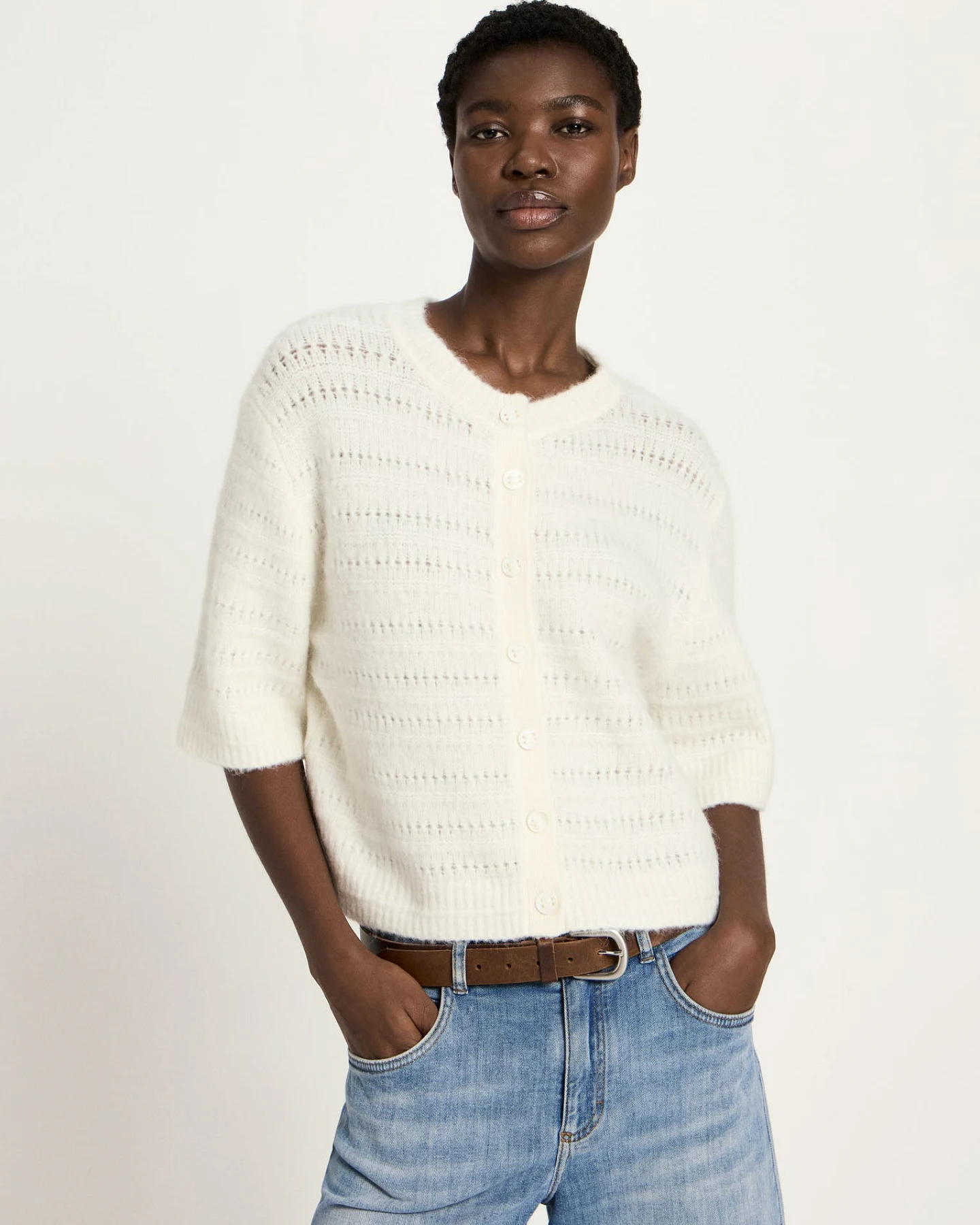 Strickjacke 3/4 Arm mit Ajour – Ansicht 2