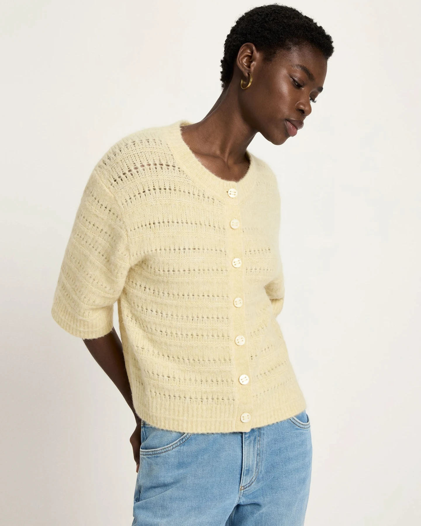 Strickjacke 3/4 Arm mit Ajour – Ansicht 3