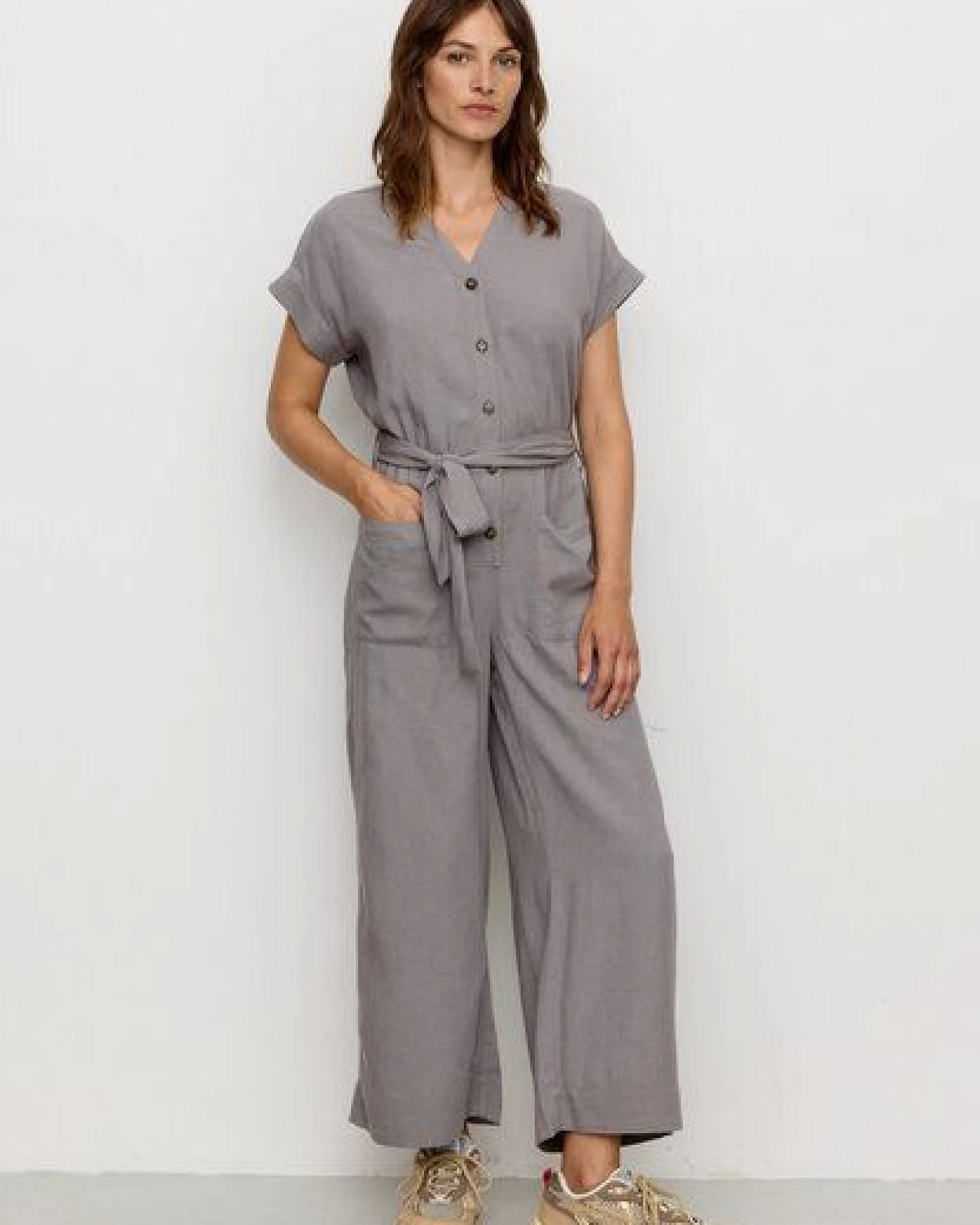 Damen Jumpsuit aus Leinen und LENZING ECOVERO Viskose Mix - DIANELLA - recolution – Ansicht 2