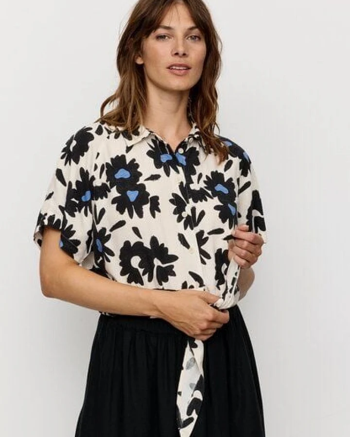 Damen Bluse aus Leinen und LENZING ECOVERO Viskose Mix - OCRA BLOOM - recolution