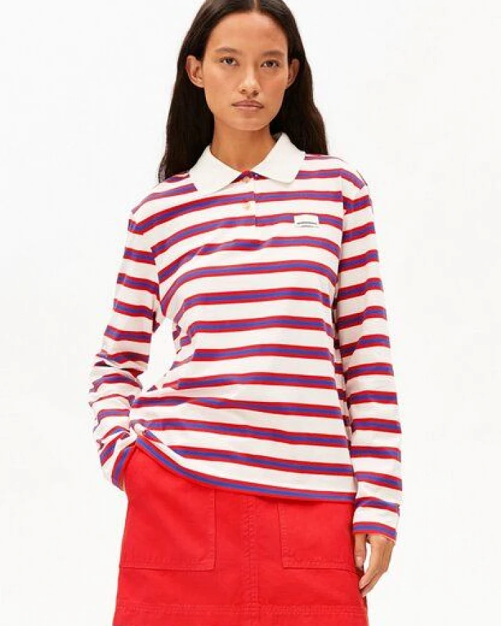 ARMEDANGELS STRIPE POLO Damen Longsleeve aus Bio-Baumwolle