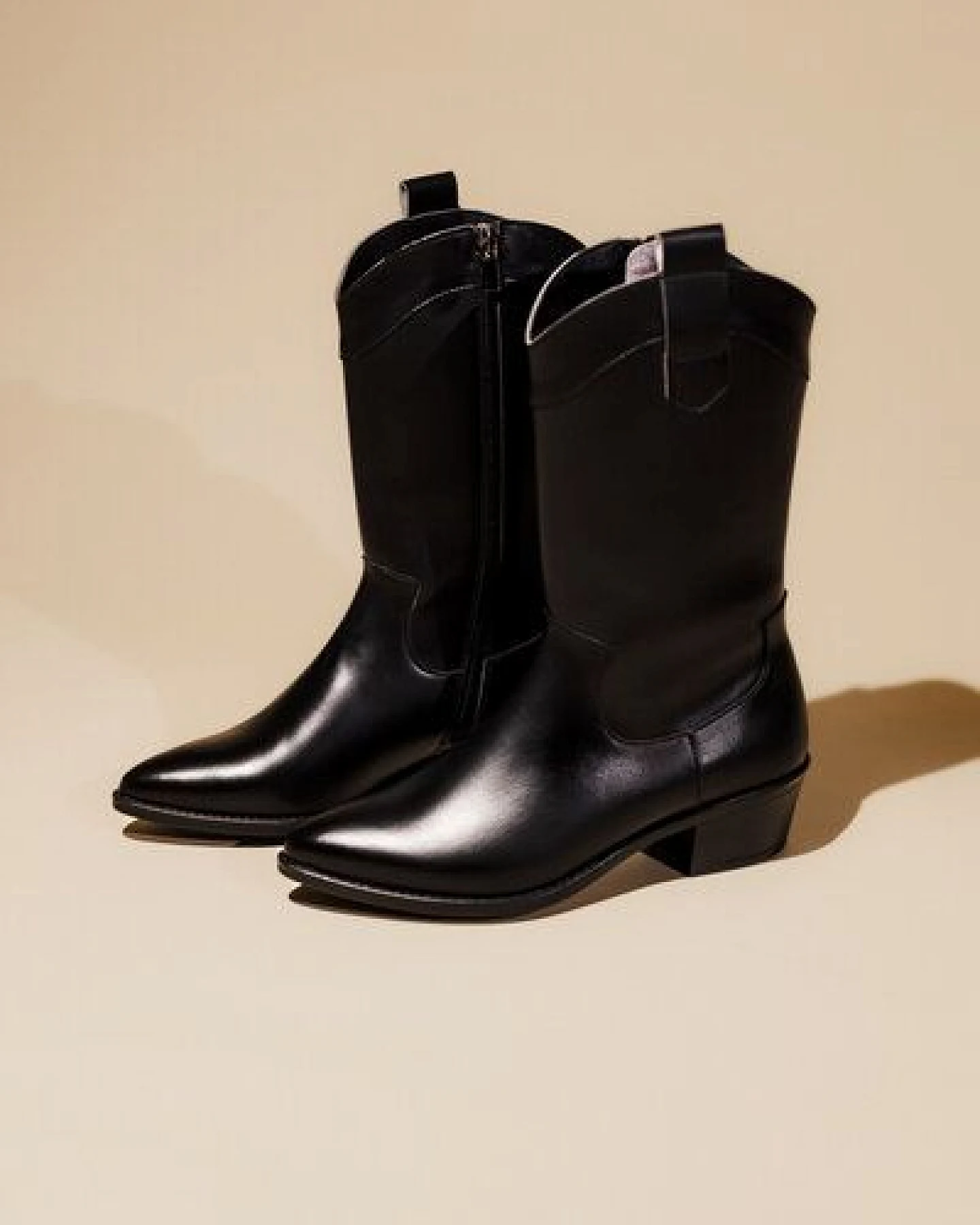 AGAZI CARMEN – black plant-based leather cowboy boots – Ansicht 3
