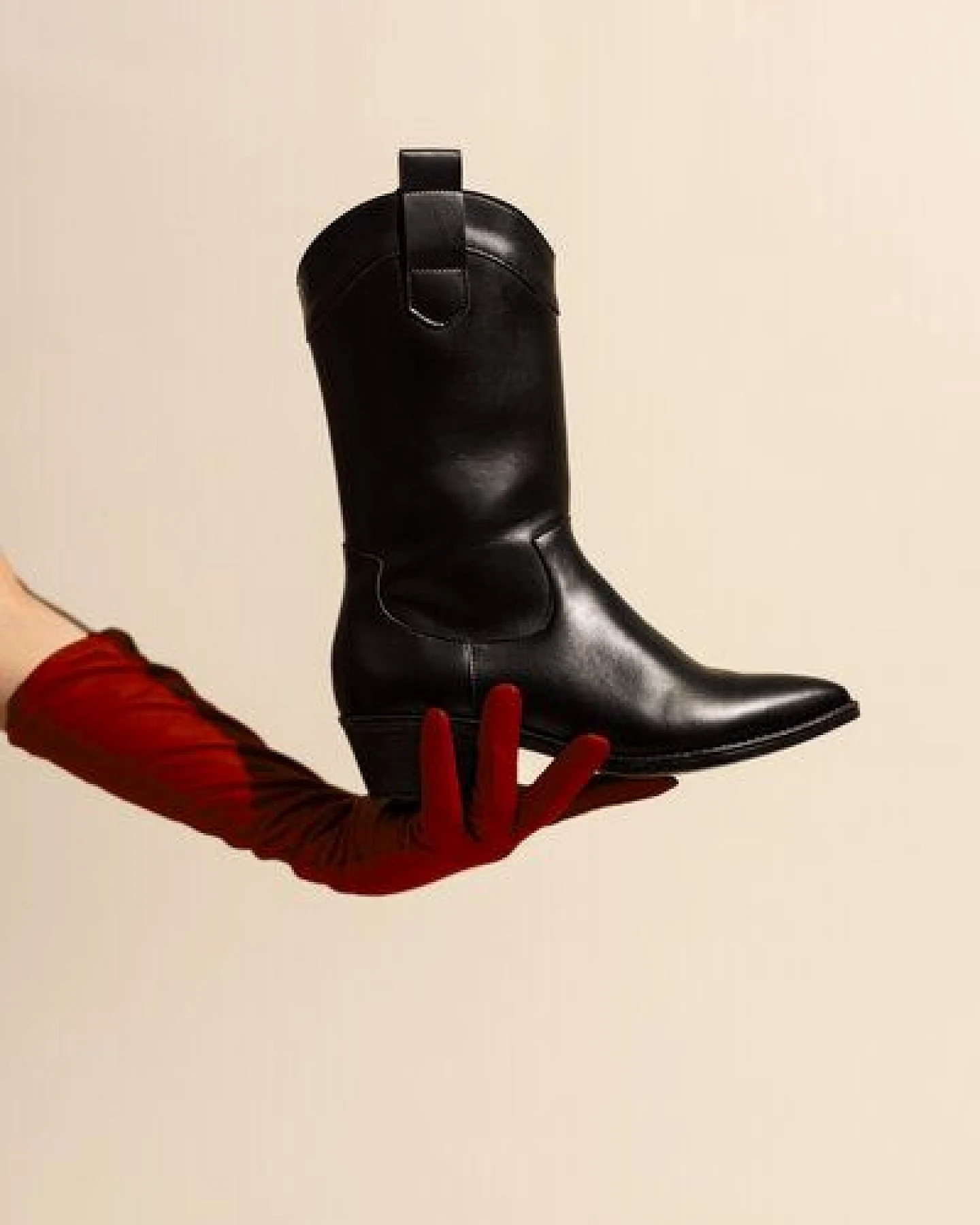 AGAZI CARMEN – black plant-based leather cowboy boots – Ansicht 2