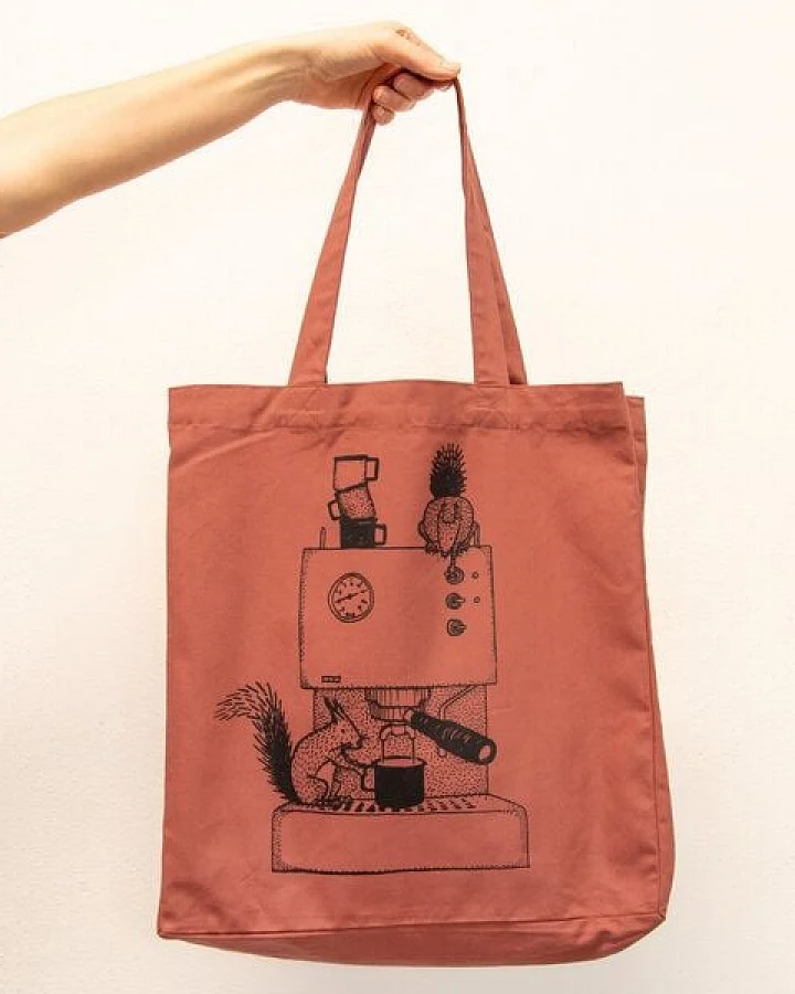 Cmig Kaffeehörnchen Tote Bag / Jutebeutel mit Kaffe und Eichhörnchen