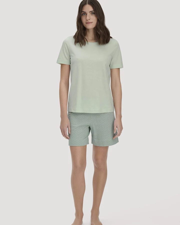 hessnatur Damen Pyjama PURE COTTON aus Bio-Baumwolle - grün - Größe 34