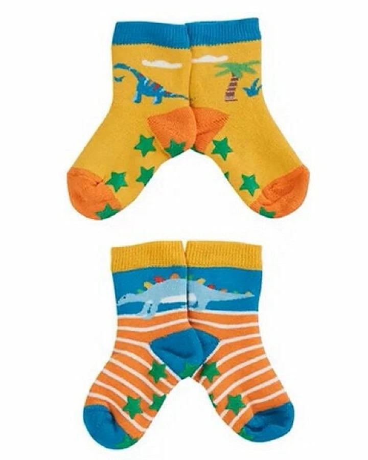 Frugi Stoppersocken Dinosaurier 2er Set Grippy Socks 2 Pack