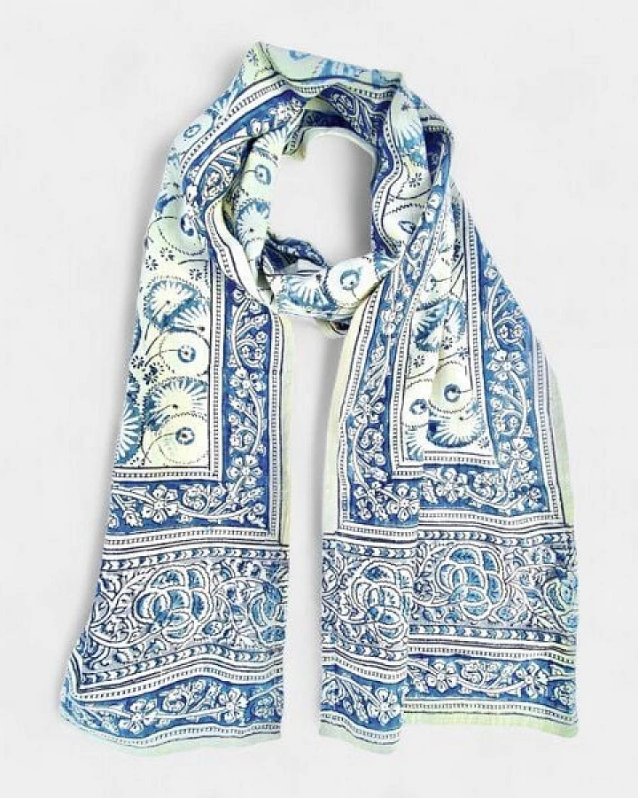 Der Lindwurm Kalamkari- Schal , Handdruck mit Pflanzenfarben