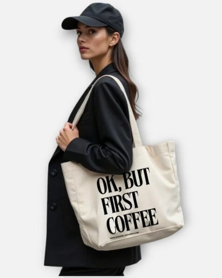 GOOD GIRL BAD HABITS Tote Bag "OK, BUT FIRST COFFEE"
