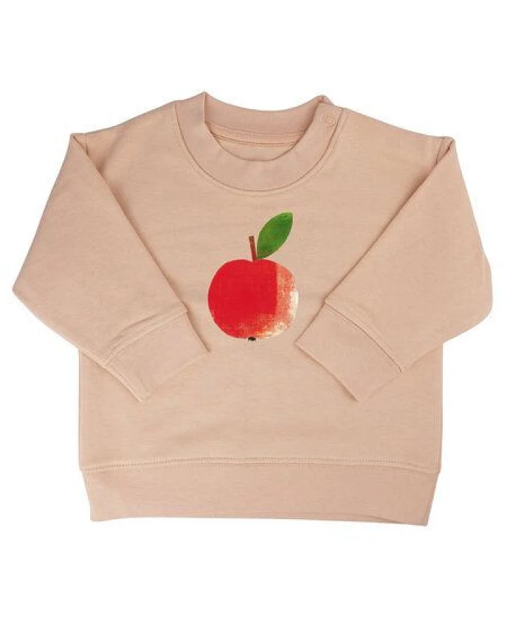 MELAdi Kinder Baby-Sweater aus Biobaumwolle - Apfel auf Creme Latte