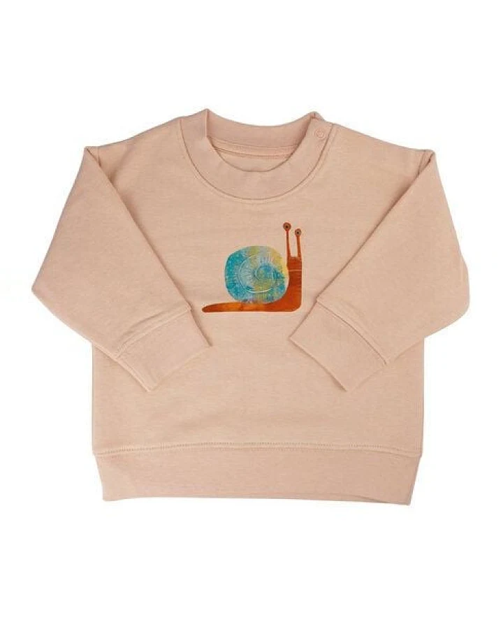 Meladi Kinder Baby - Sweater aus Biobaumwolle - Schnecke auf Creme Latte