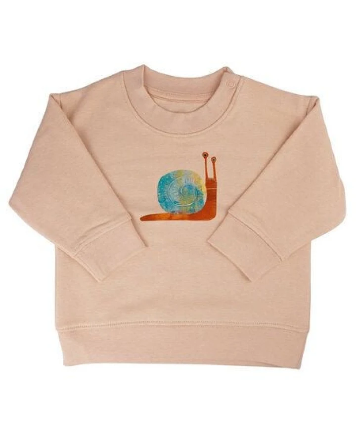 Meladi Kinder Baby - Sweater aus Biobaumwolle - Schnecke auf Creme Latte