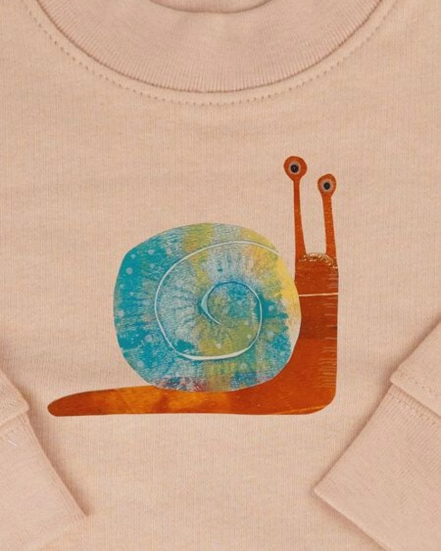 Meladi Kinder Baby - Sweater aus Biobaumwolle - Schnecke auf Creme Latte – Ansicht 3