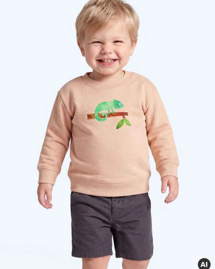 MELAdi Kinder Baby - Sweater aus Biobaumwolle - Schnecke auf Creme Latte
