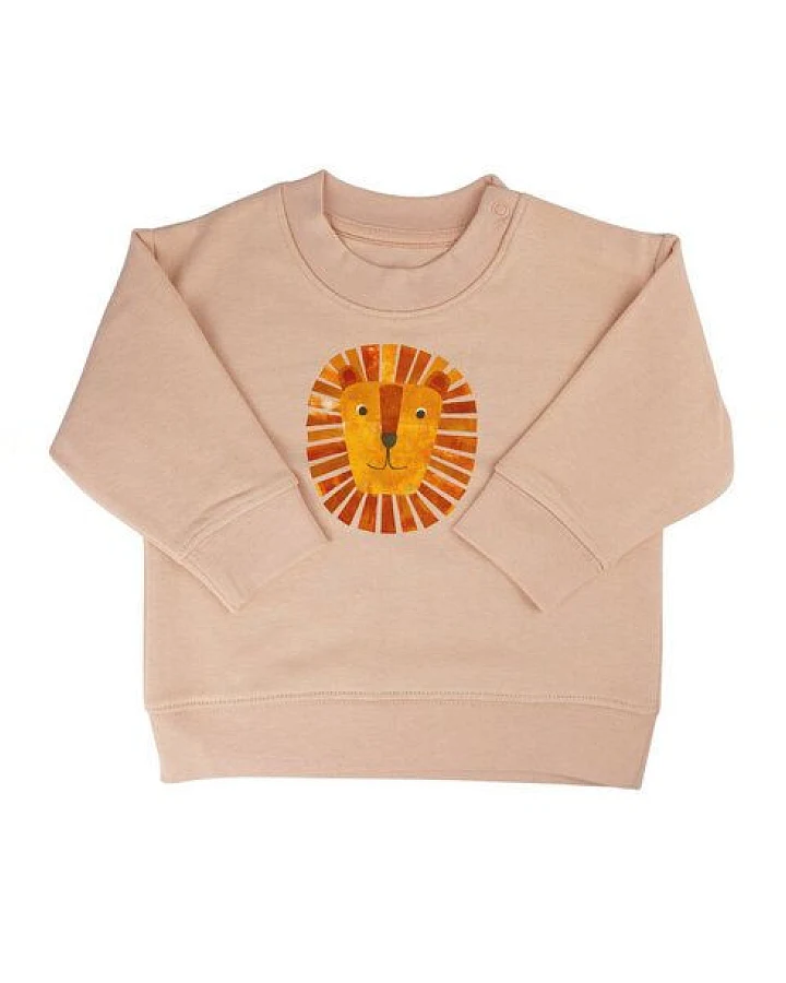 Meladi Kinder Baby - Sweater aus Biobaumwolle - Löwe auf Creme Latte