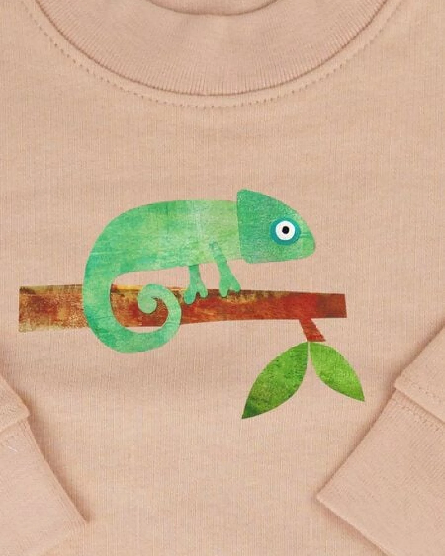 Meladi Kinder Baby - Sweater aus Biobaumwolle - Chamäleon auf Creme Latte – Ansicht 2