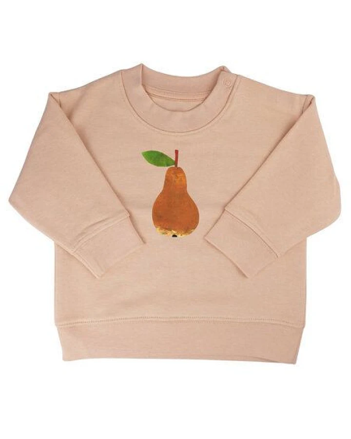 MELAdi Kinder Baby-Sweater aus Biobaumwolle - Birne auf Creme Latte