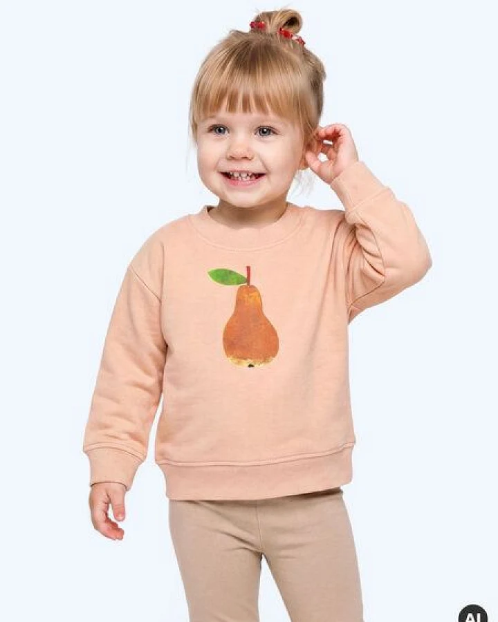 MELAdi Kinder Baby - Sweater aus Biobaumwolle - Birne auf Creme Latte