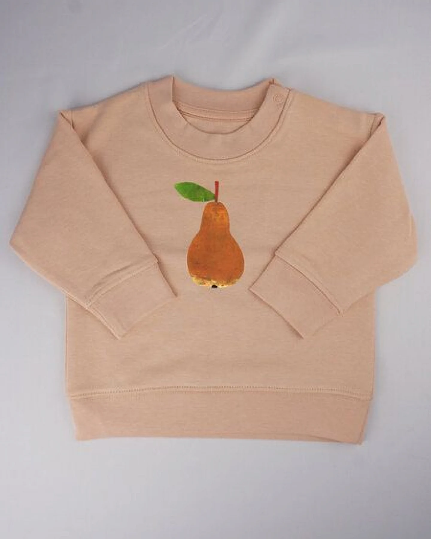 MELAdi Kinder Baby - Sweater aus Biobaumwolle - Birne auf Creme Latte – Ansicht 4
