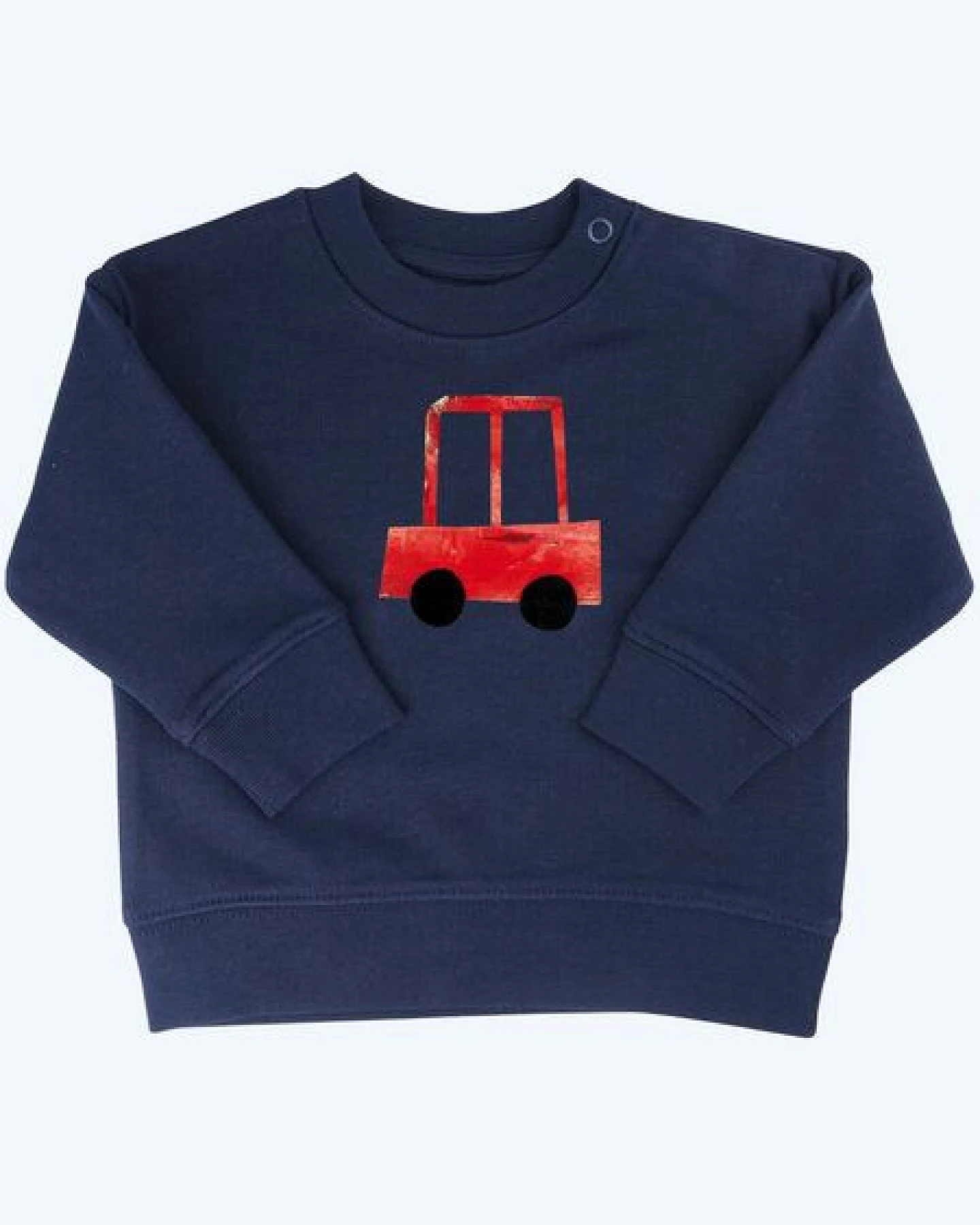MELAdi Kinder Baby - Sweater aus Biobaumwolle - Rotes Auto auf Navy Blue – Ansicht 2