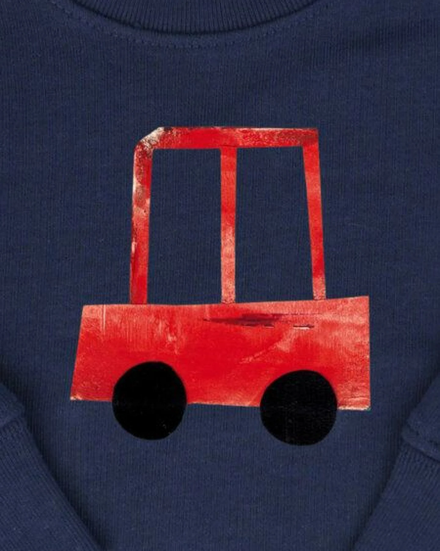 Meladi Kinder Baby - Sweater aus Biobaumwolle - Rotes Auto auf Navy Blue – Ansicht 2