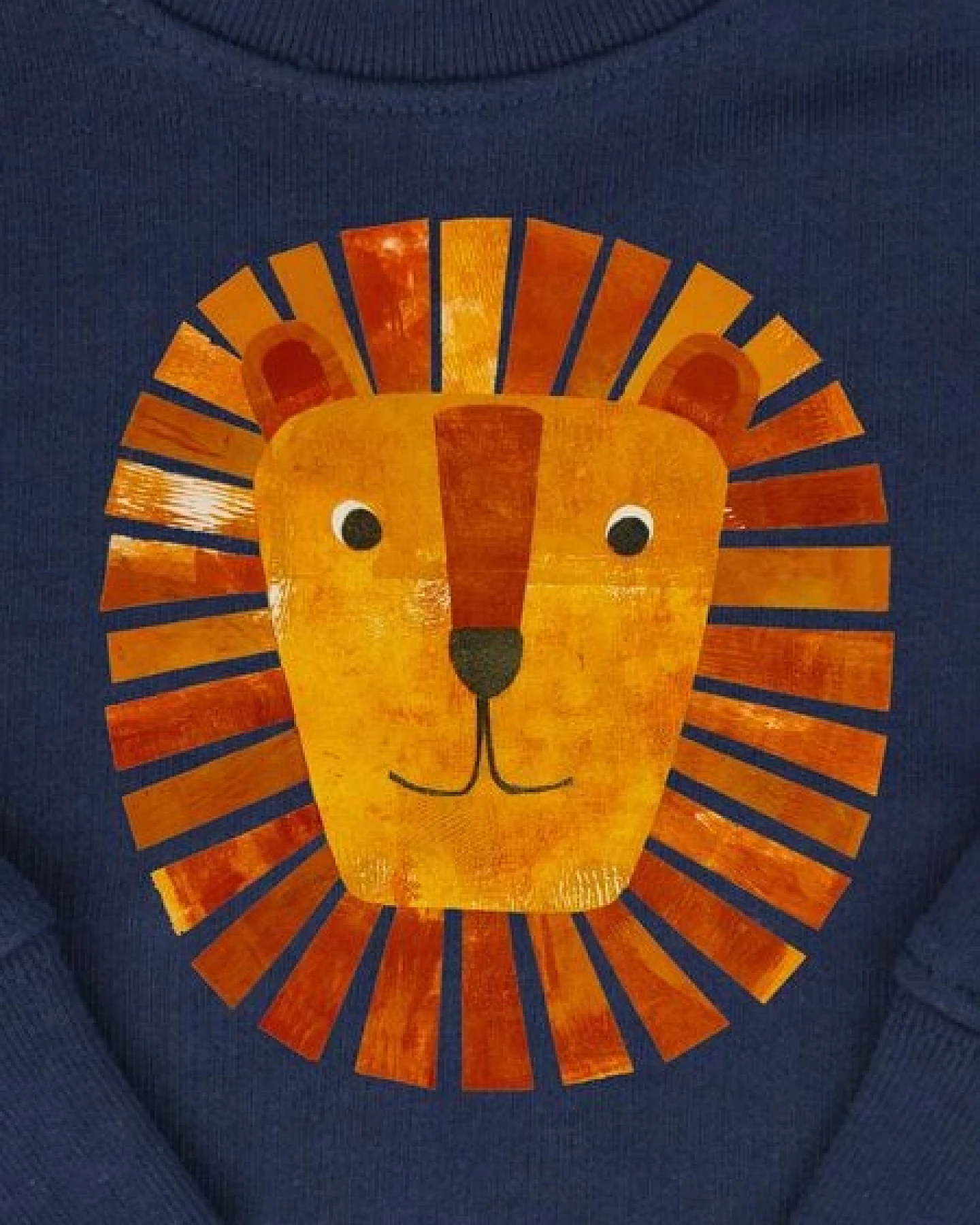 Meladi Kinder Baby - Sweater aus Biobaumwolle - Löwe auf Navy Blue – Ansicht 2