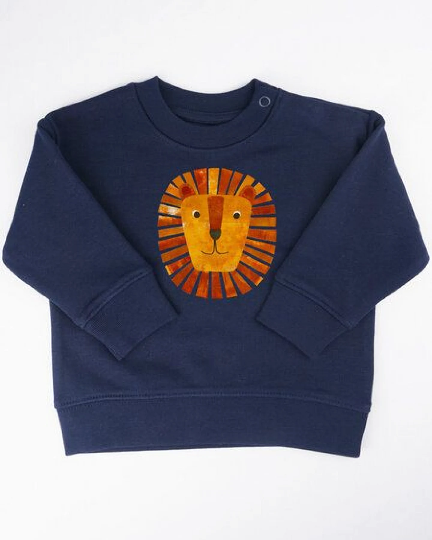 Meladi Kinder Baby - Sweater aus Biobaumwolle - Löwe auf Navy Blue – Ansicht 3