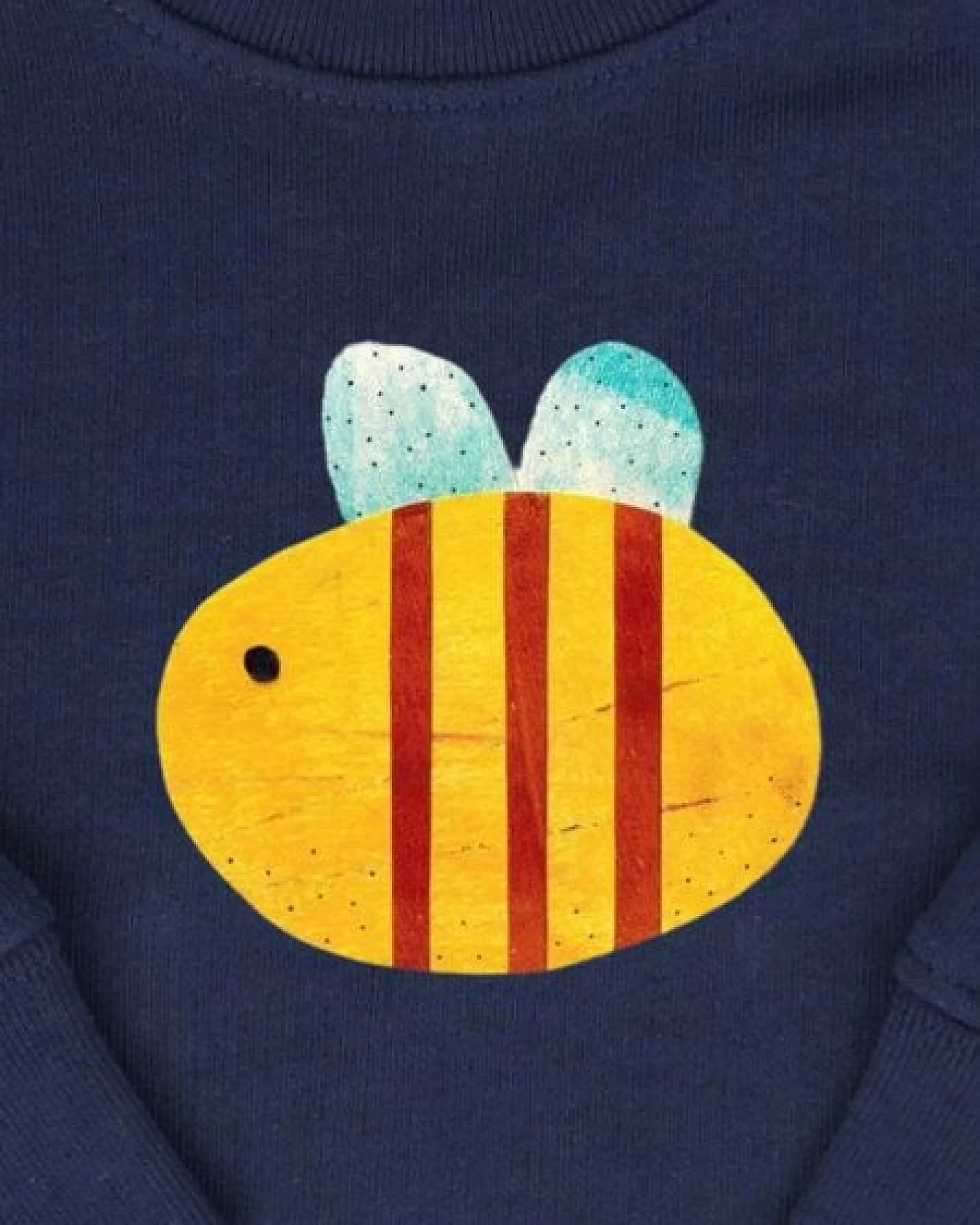 Meladi Kinder Baby - Sweater aus Biobaumwolle - Biene auf Navy Blue – Ansicht 2