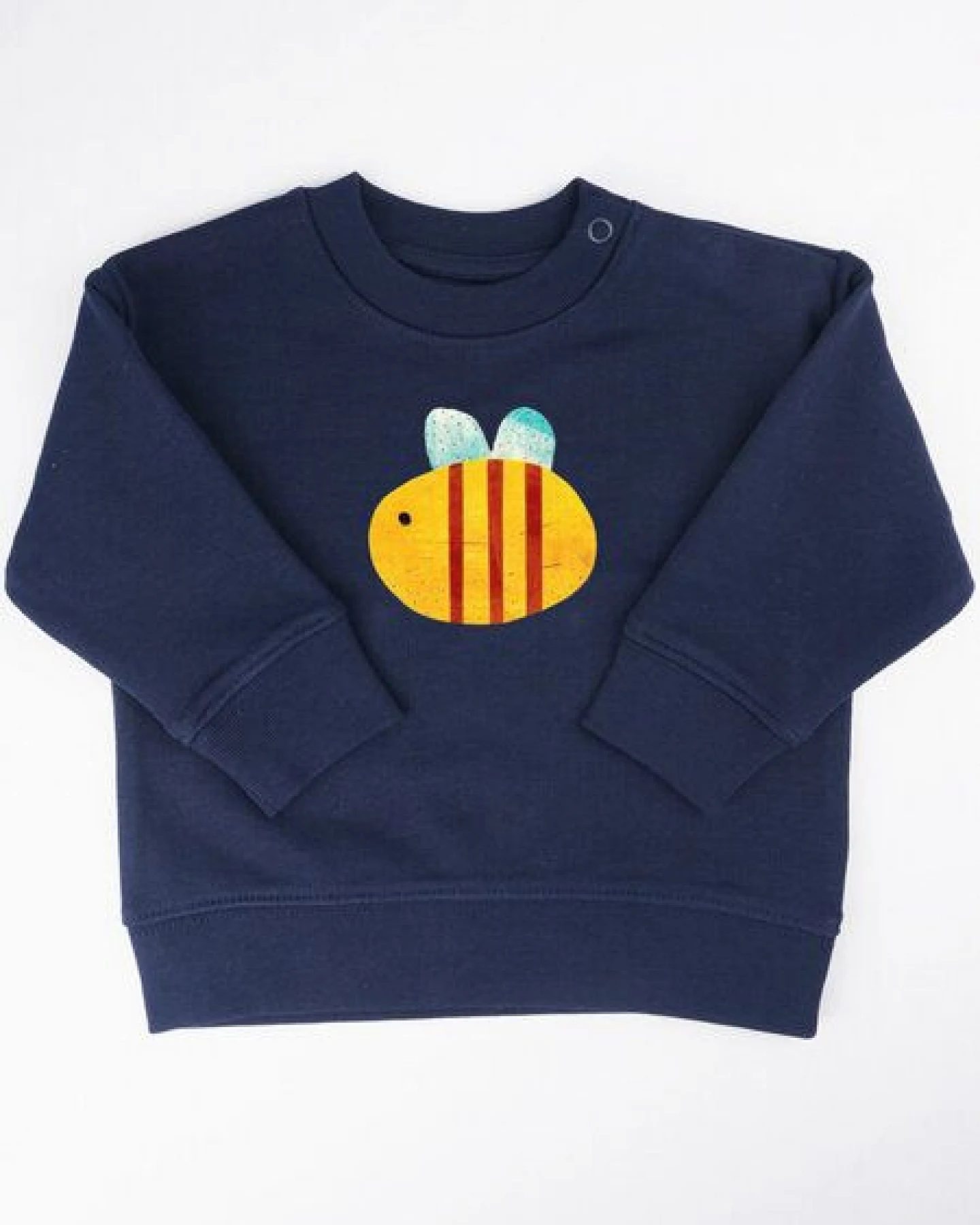 Meladi Kinder Baby - Sweater aus Biobaumwolle - Biene auf Navy Blue – Ansicht 4