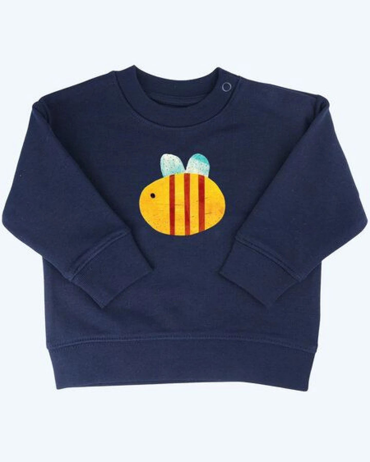 MELAdi Kinder Baby - Sweater aus Biobaumwolle - Biene auf Navy Blue – Ansicht 2