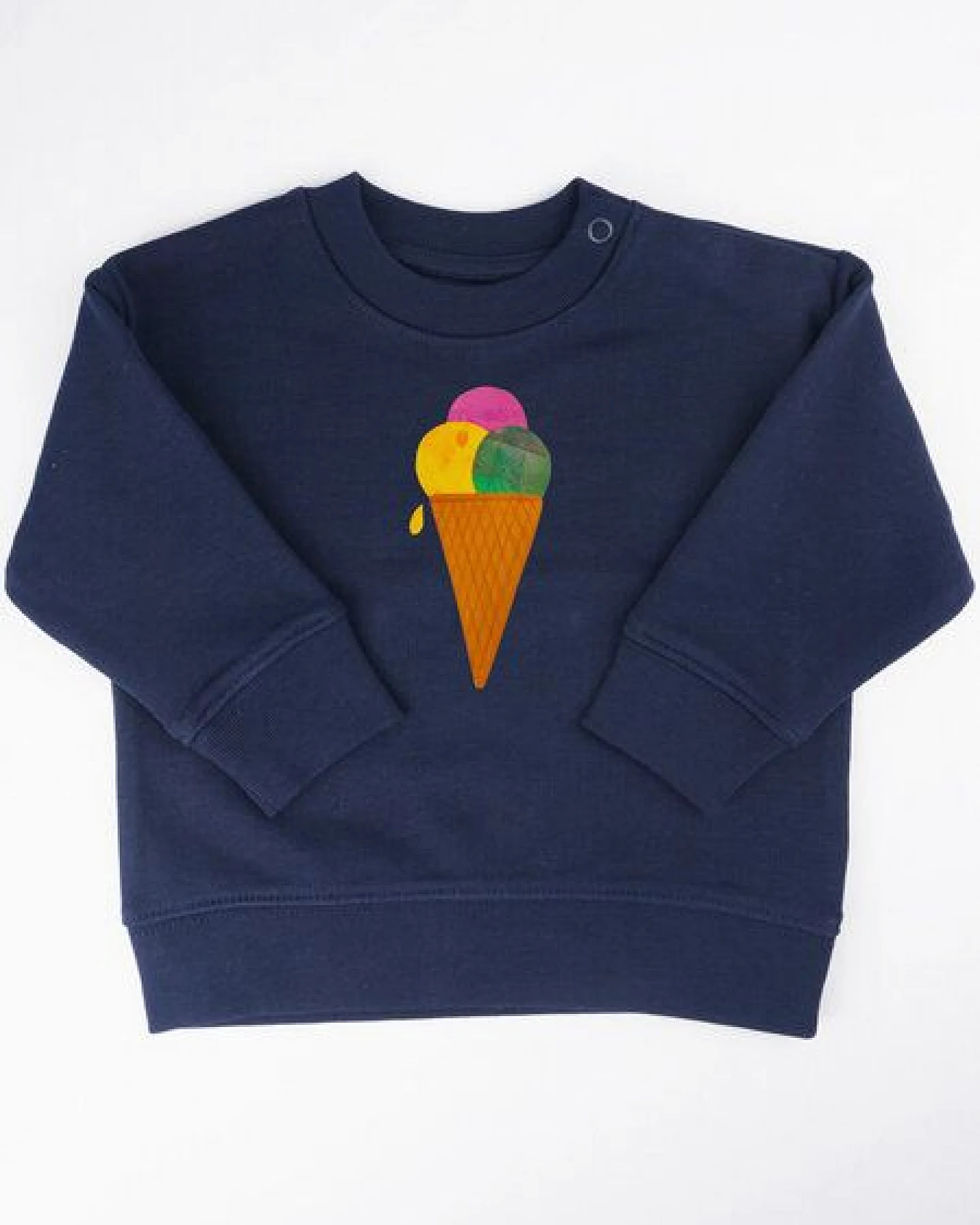 Meladi Kinder Baby - Sweater aus Biobaumwolle - Eiscreme auf Navy Blue – Ansicht 3